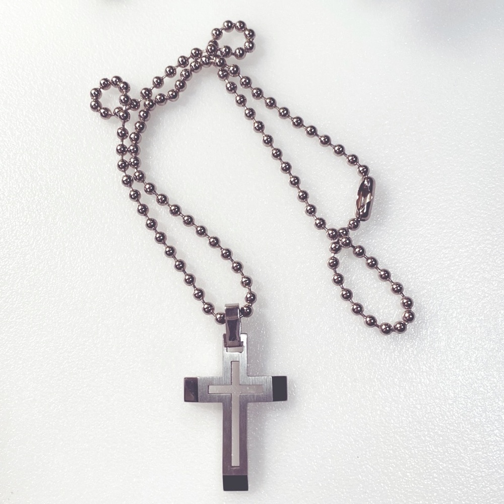 Stainless Steel Cross Necklace Jewelry Unisex - Picture 2 of 5